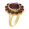Silver ring with czech garnet, gold plated - oval                                                   