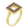 Silver ring with czech garnet, gold plated - square                                                 