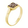 Silver ring with czech garnet, gold plated - square                                                 