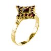 Silver ring with czech garnet, gold plated - square                                                 