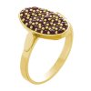 Silver ring with czech garnet, gold plated - oval                                                   