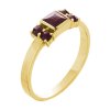 Silver ring with czech garnet, gold plated - square                                                 