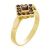 Silver ring with czech garnet, gold plated - square                                                 