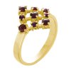 Silver ring with czech garnet, gold plated - square                                                 