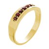 Silver ring with czech garnet, gold plated - line                                                   