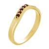 Silver ring with czech garnet, gold plated - wave                                                   