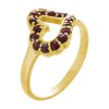 Silver ring with czech garnet, gold plated - heart                                                  