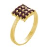 Silver ring with czech garnet, gold plated - square                                                 
