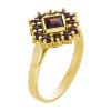 Silver ring with czech garnet, gold plated - square                                                 