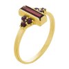 Silver ring with czech garnet, gold plated - rectangle                                              
