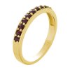 Silver ring with czech garnet, gold plated - line                                                   