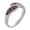 Silver ring with czech garnet, rhodium plated - wave                                                