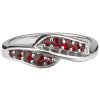 Silver ring with czech garnet, rhodium plated - wave                                                