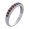 Silver ring with czech garnet, rhodium plated - line                                                