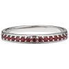 Silver ring with czech garnet, rhodium plated - line                                                