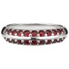 Silver ring with czech garnet, rhodium plated - line                                                