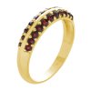 Silver ring with czech garnet, gold plated - line                                                   