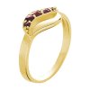 Silver ring with czech garnet, gold plated - wave                                                   
