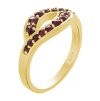 Silver ring with czech garnet, gold plated - wave                                                   