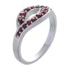 Silver ring with czech garnet, rhodium plated - wave                                                