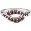 Silver ring with czech garnet, rhodium plated - wave                                                