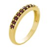 Silver ring with czech garnet, gold plated - line                                                   