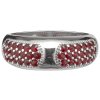Silver ring with czech garnet, rhodium plated - line                                                