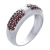 Silver ring with czech garnet, rhodium plated - line                                                