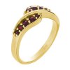 Silver ring with czech garnet, gold plated - wave                                                   