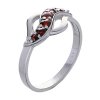 Silver ring with czech garnet, rhodium plated - wave                                                