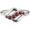 Silver ring with czech garnet, rhodium plated - wave                                                