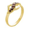 Silver ring with czech garnet, gold plated - wave                                                   