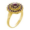 Silver ring with czech garnet, gold plated - circle                                                 