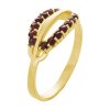 Silver ring with czech garnet, gold plated - oval                                                   