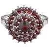 Silver ring with czech garnet, rhodium plated - circle                                              