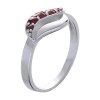 Silver ring with czech garnet, rhodium plated - wave                                                