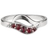 Silver ring with czech garnet, rhodium plated - wave                                                