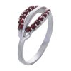 Silver ring with czech garnet, rhodium plated - oval                                                