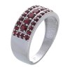Silver ring with czech garnet, rhodium plated - line                                                