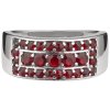 Silver ring with czech garnet, rhodium plated - line                                                