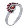 Silver ring with czech garnet, rhodium plated - wave                                                