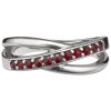 Silver ring with czech garnet, rhodium plated - line                                                