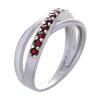 Silver ring with czech garnet, rhodium plated - line                                                