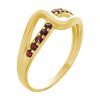 Silver ring with czech garnet, gold plated - wave                                                   