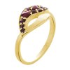Silver ring with czech garnet, gold plated - wave                                                   