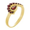 Silver ring with czech garnet, gold plated - wave                                                   
