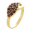 Silver ring with czech garnet, gold plated - wave                                                   