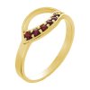Silver ring with czech garnet, gold plated - wave                                                   