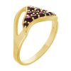 Silver ring with czech garnet, gold plated - triangle                                               