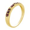 Silver ring with czech garnet, gold plated - line                                                   